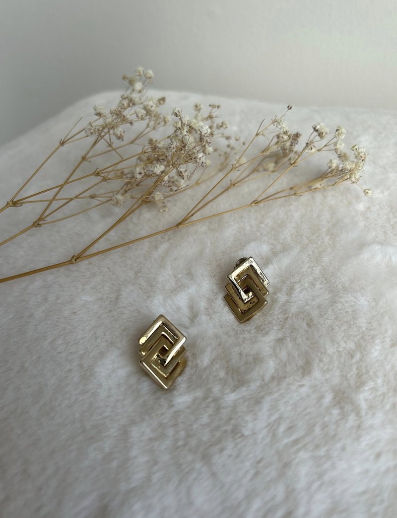 復古金屬夾式耳環 #9 - 耳環/耳夾/耳骨夾 - 其他金屬 金色