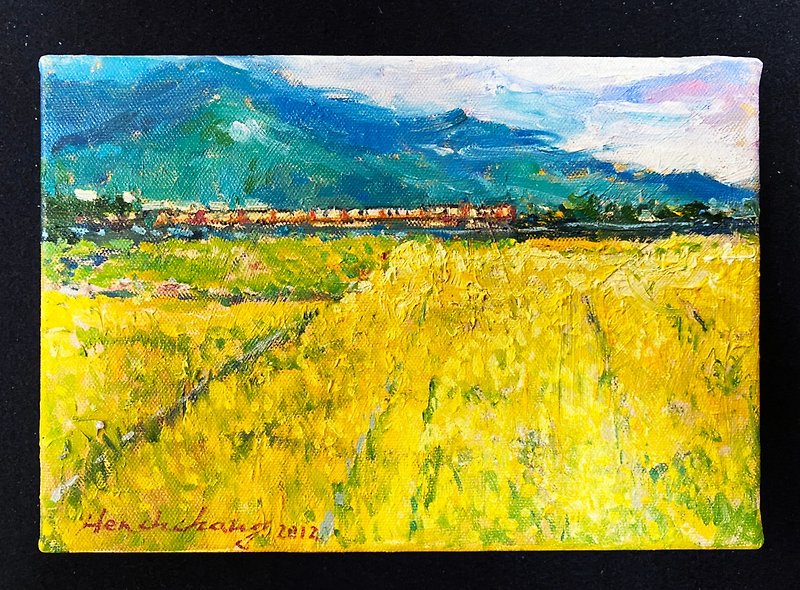 Landscape Oil Painting-East Rift Valley of Flower - โปสเตอร์ - ผ้าฝ้าย/ผ้าลินิน สีเหลือง