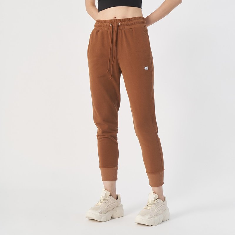 【GLADE.】Fluffy French Terry Slim Fit Sports Pants (Brown) - Women's Sportswear Bottoms - Cotton & Hemp Brown