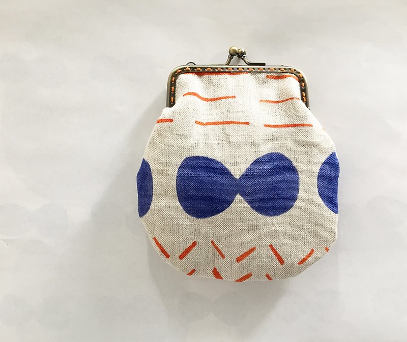 Moshimoshi | Burlap gold bag - blue cell division - กระเป๋าเครื่องสำอาง - ผ้าฝ้าย/ผ้าลินิน 