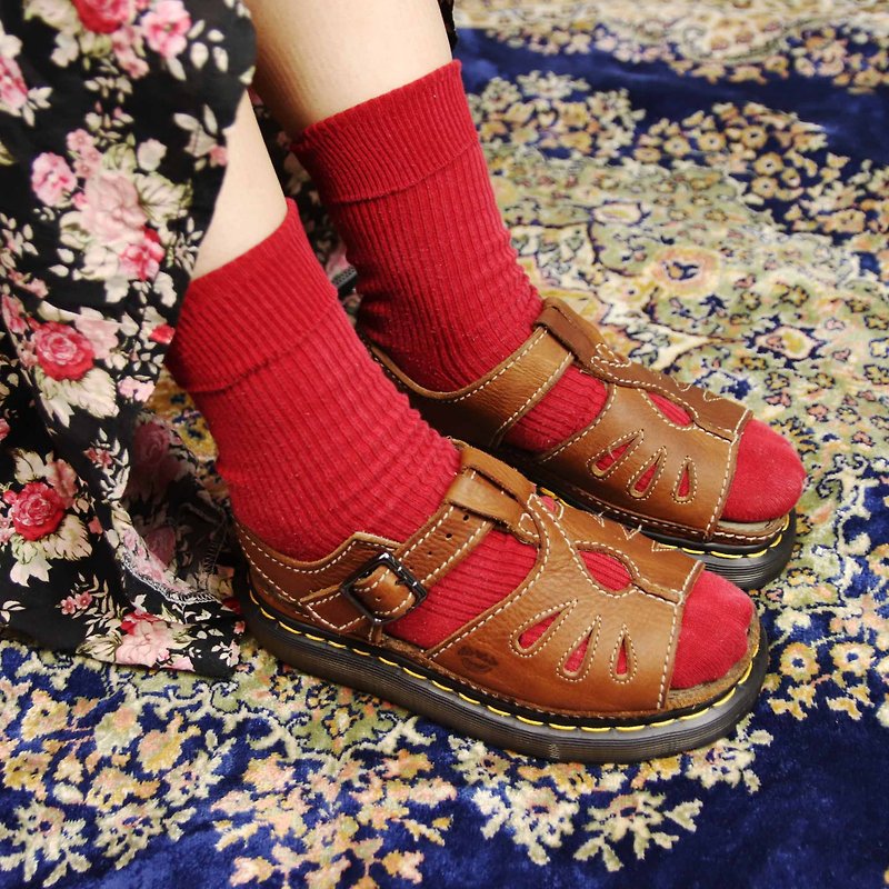 Tsubasa.Y Antique House A07 Brown Small Twist Martin Sandals, Dr.Martens England - Sandals - Genuine Leather 