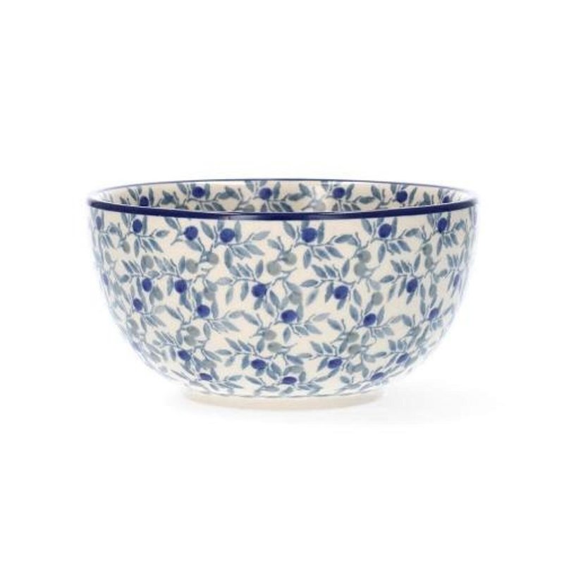 Polish pottery Blue Olive rice bowl 14cm - Bowls - Pottery Multicolor