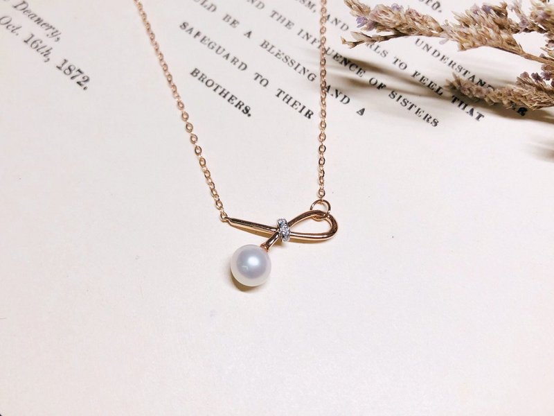 【Jewelry Ya 茱麗葉】經典優雅 - 淡水養珠 - 14K玫瑰金 鑽鍊 - 項鍊 - 珍珠 