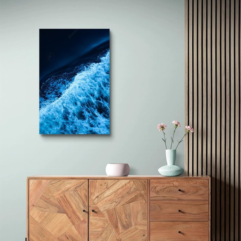 Dark blue wave art giclee frameless painting - Posters - Polyester 