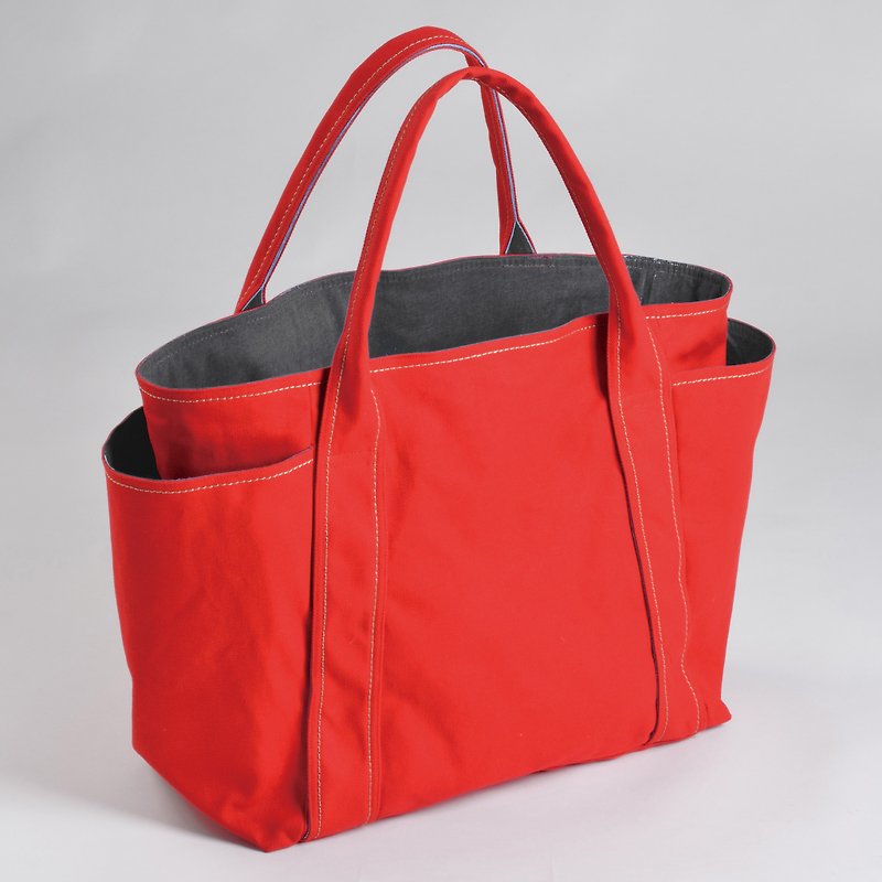 萬用工具袋-亮紅色(中型) - 側背包/斜背包 - 棉．麻 紅色