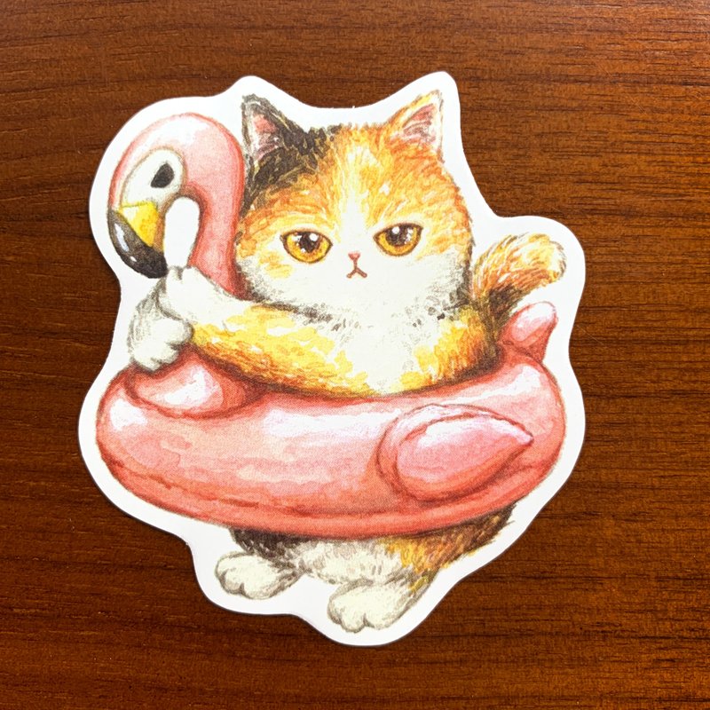 Cat Flamingo Blister Glossy Sticker - สติกเกอร์ - กระดาษ หลากหลายสี