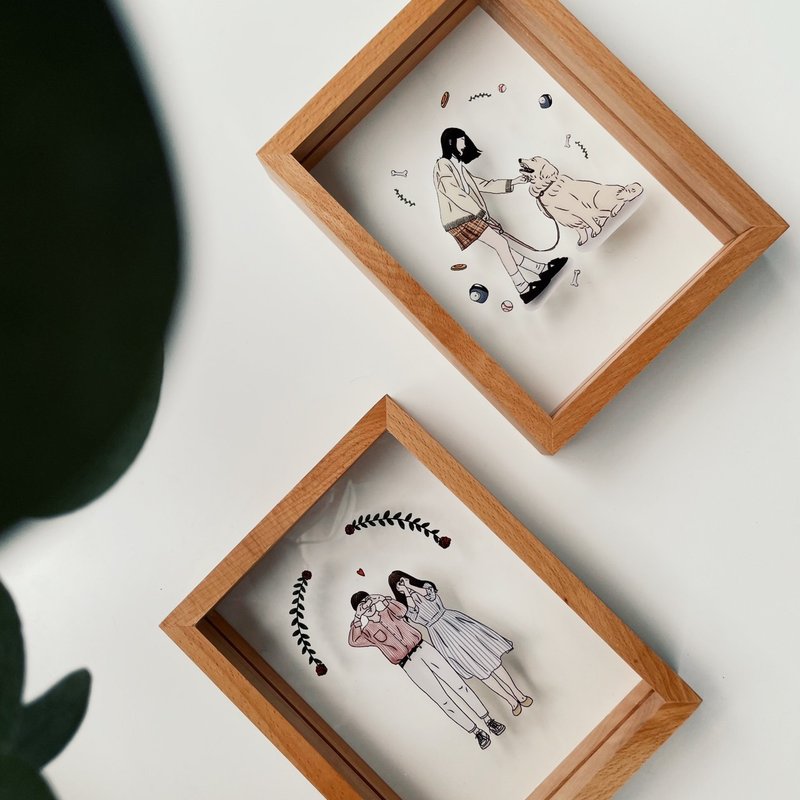 [Customized] Log photo frame with colorful painted beech wood frame as a gift - กรอบรูป - ไม้ สีกากี