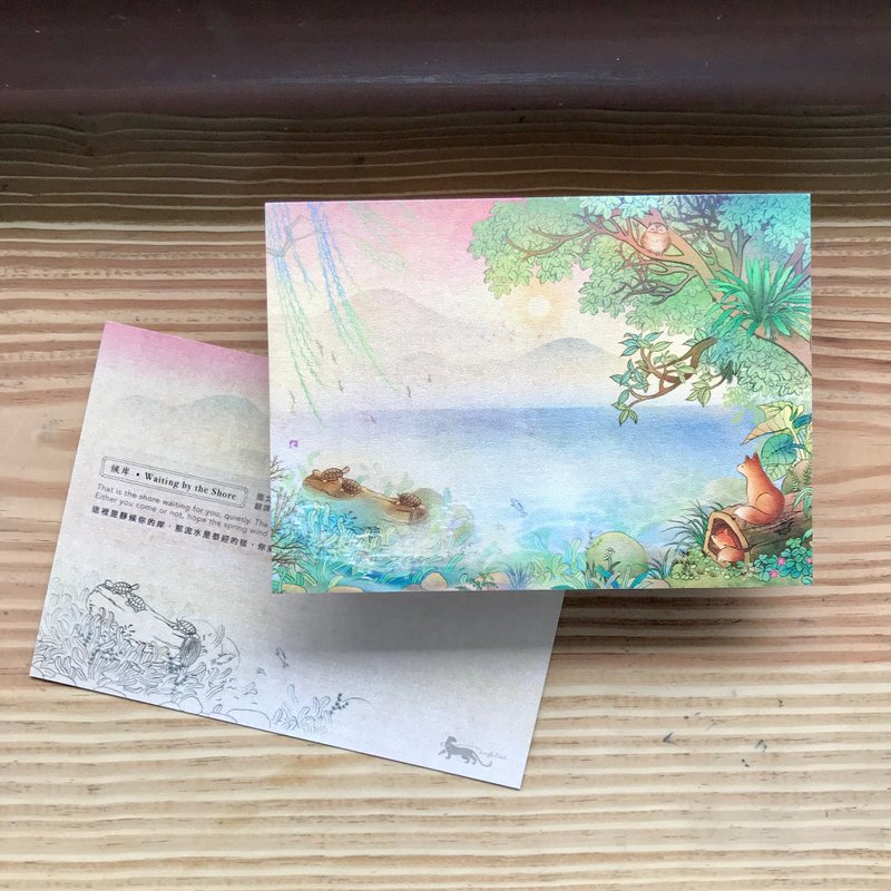 [Wang Bank/Card Postcard] Exquisite Illustration/Large Style/Fox/Lakeside - การ์ด/โปสการ์ด - กระดาษ สึชมพู