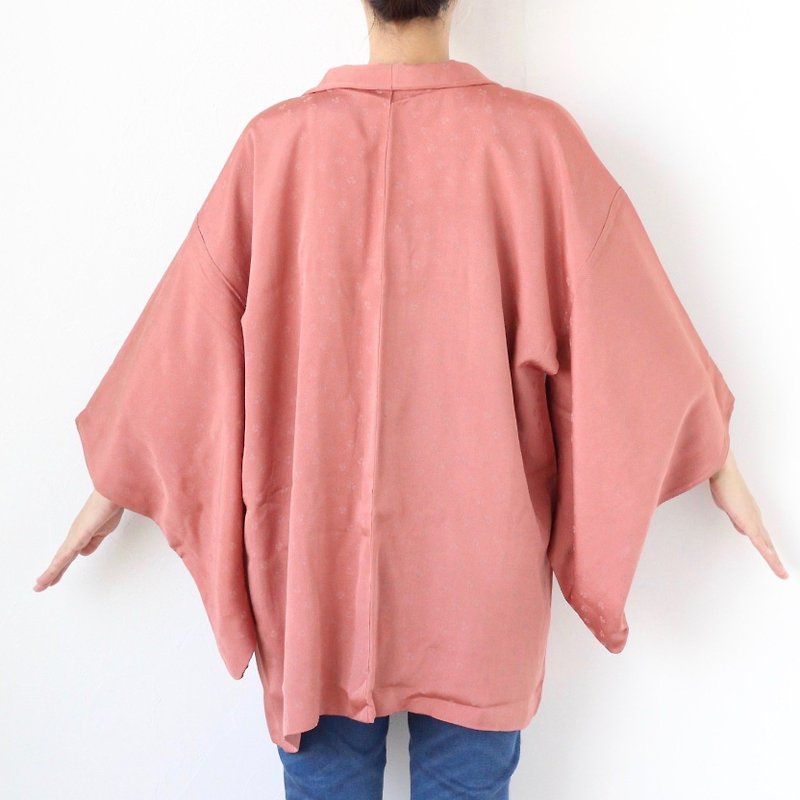 woven floral kimono, Japanese fabric, traditional kimono, kawaii /3984 - 女大衣/外套 - 絲．絹 粉紅色