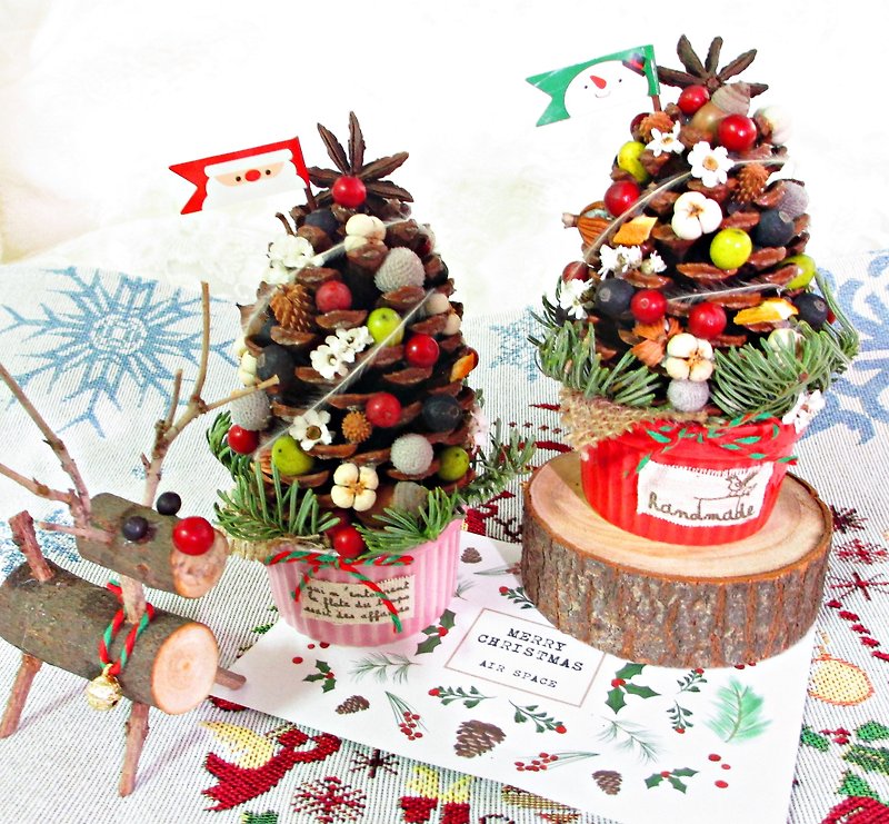 [ハッピークリスマスフェスティバル - パインコーンクリスマスツリー]ドライフラワーマツ円錐形交換ギフトクリスマス - 置物 - 寄せ植え・花 
