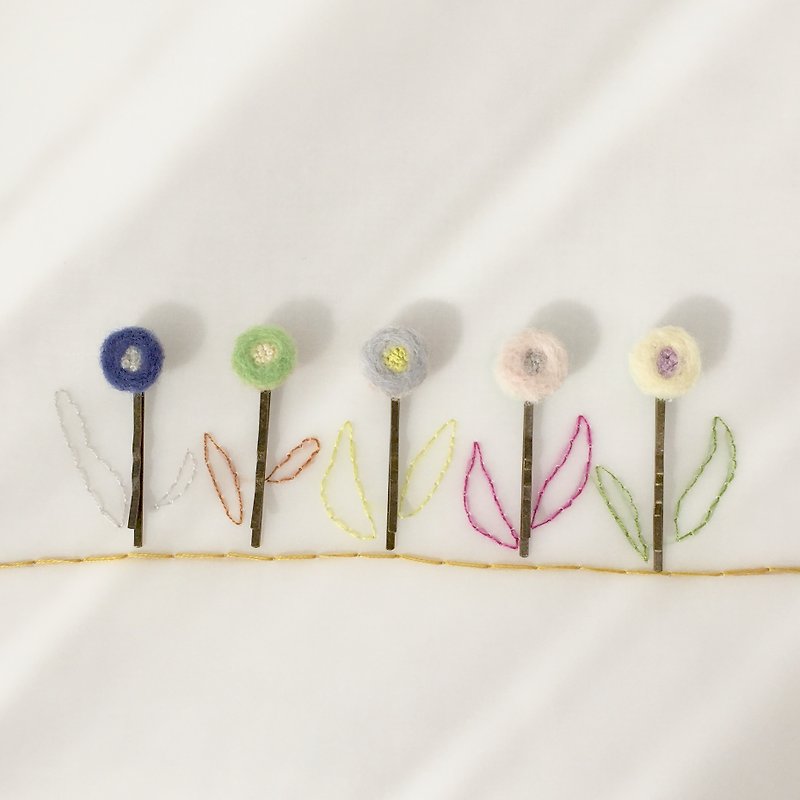 Hairpin Flower Twin Set - เครื่องประดับผม - ขนแกะ หลากหลายสี