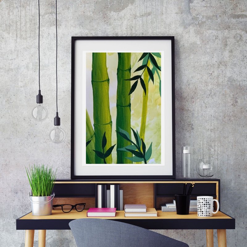 Bamboo Painting Plant Wall Art Botanical Painting Kitchen Decor Hanging Picture - 海報/掛畫/掛布 - 其他材質 多色