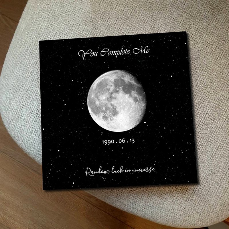 [Customized] Hanging painting/The moon on the day you were born - กรอบรูป - ไม้ สีดำ