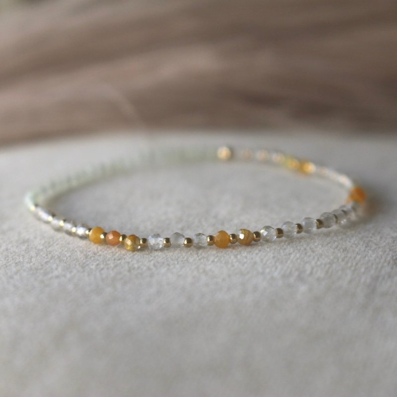 Elastic Bracelet Yellow Aventurine Prehnite - Gradual Improvement - - Bracelets - Gemstone Yellow