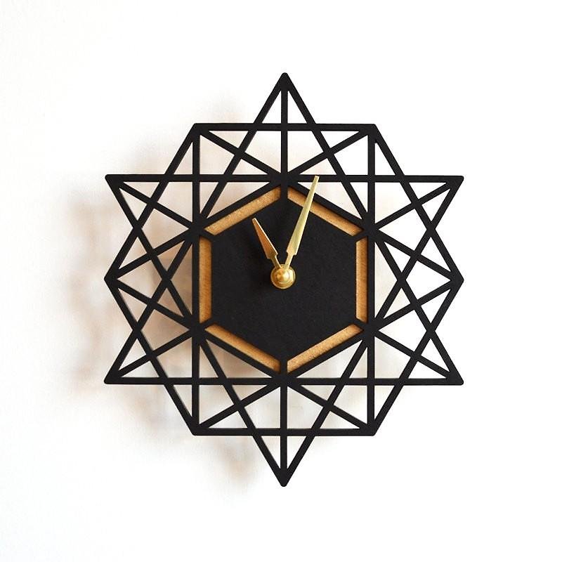 Geometric Wall Clock Black - นาฬิกา - ไม้ สีดำ