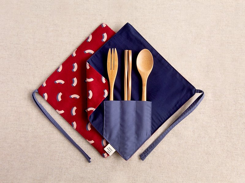 [One Corner Chopstick Set] - Coral Red - Cutlery & Flatware - Cotton & Hemp Red