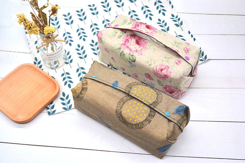 Flower language retro Linen-Japanese cotton two-fold waterproof toilet paper cover (1 in)/waterproof kitchen and bathroom essential - Tissue Boxes - Cotton & Hemp Khaki