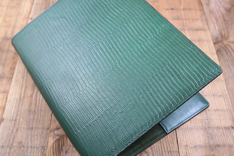 APEE leather handmade ~ universal manual ~ 26 holes B5 ~ lizard skin pattern grass green - สมุดบันทึก/สมุดปฏิทิน - หนังแท้ สีเขียว