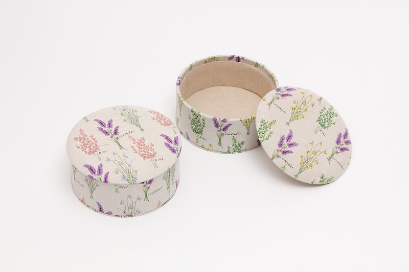Lavender Mint Linen storage box - 居家收納/收納盒/收納用品 - 亞麻 咖啡色