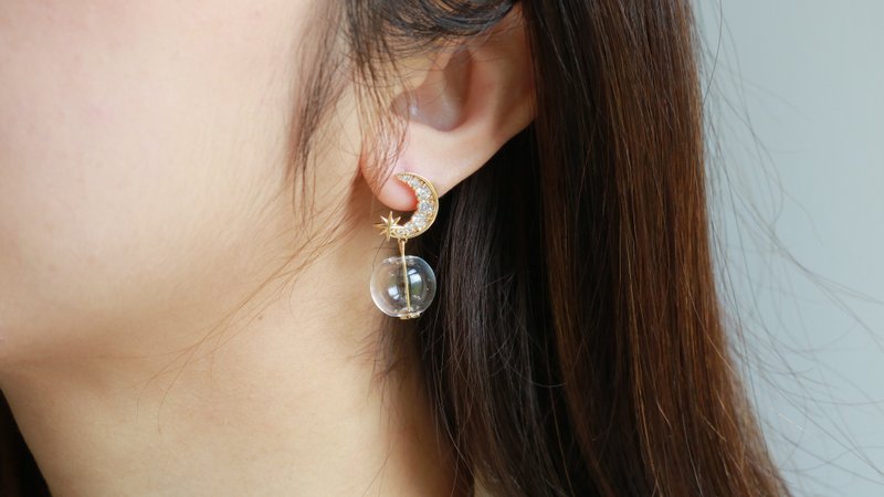 | Selena | Stone earrings transparency - Earrings & Clip-ons - Sterling Silver Yellow