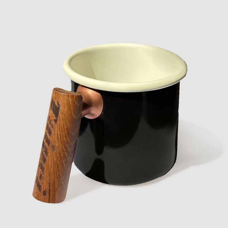 Truvii 柚木把手雙色琺瑯杯 露營杯 - 經典黑 - 其他杯子 - 琺瑯 黑色