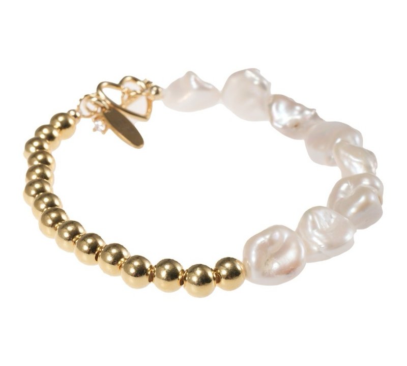 SALTY PUMPKIN Salty Pumpkin Baroque Heart Freshwater Pearl Bracelet Gold/ Silver - Bracelets - Pearl 