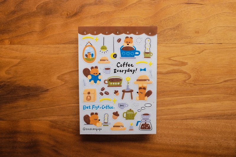 | But first, Coffee | Coffee squirrel transparent sticker (with white ink) - สติกเกอร์ - กระดาษ 