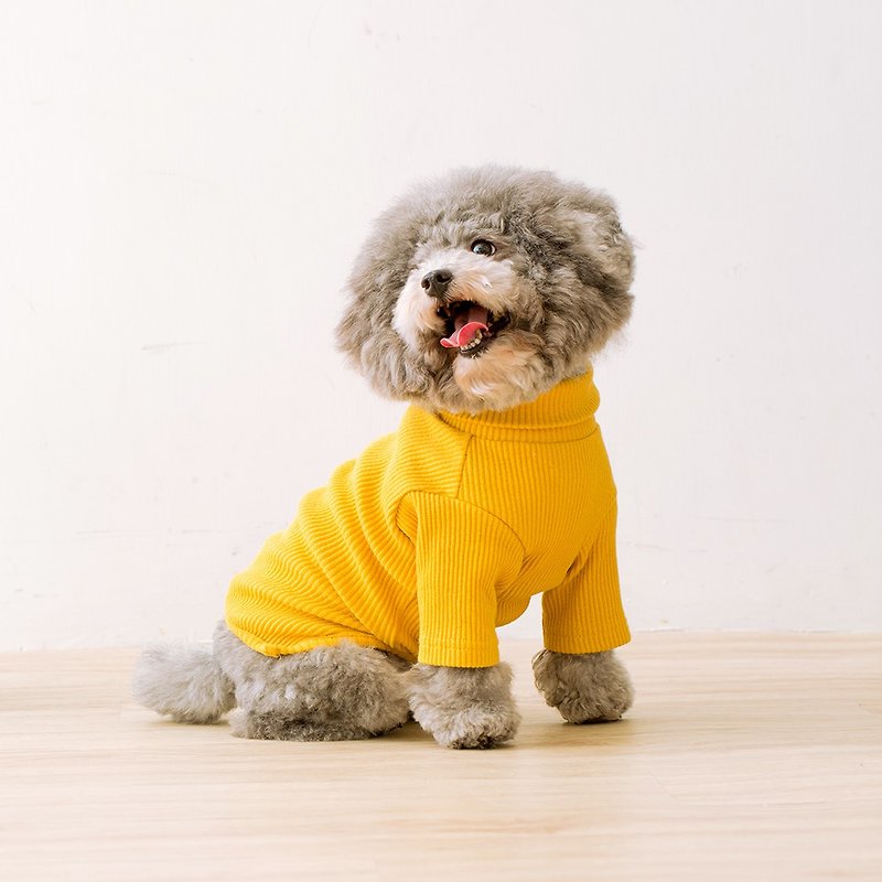 棉．麻 寵物衣服 黃色 - 時尚寵物 樽領上衣 | 芥末黃 | pat a pet