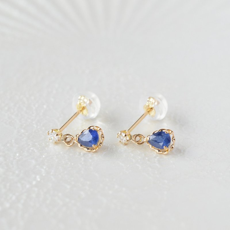 diamond and sapphire earrings - ต่างหู - เครื่องเพชรพลอย 