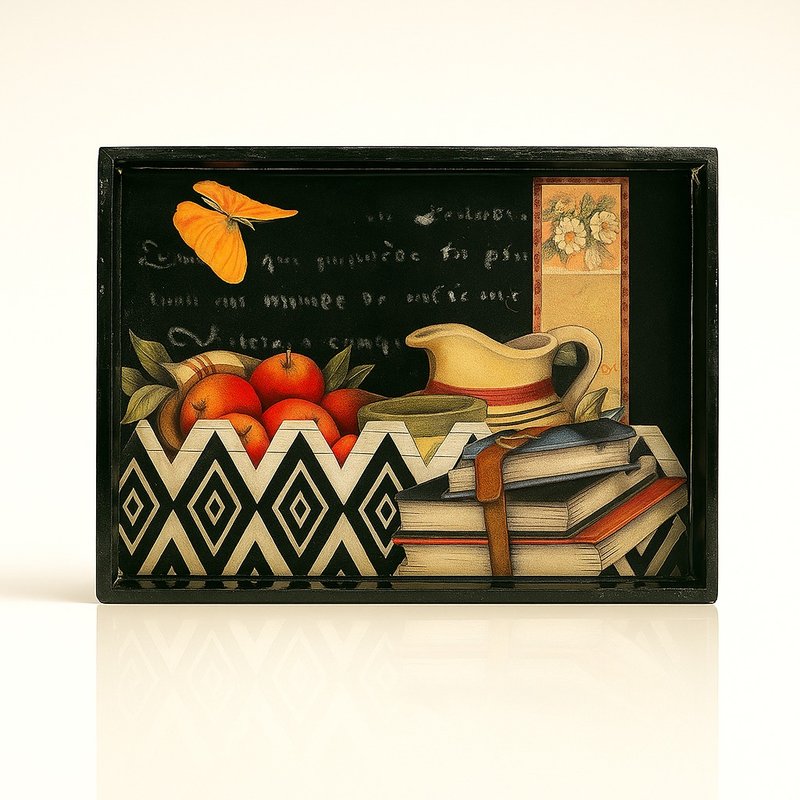 手繪幾何花果托盤 - 托盤/砧板 - 木頭 