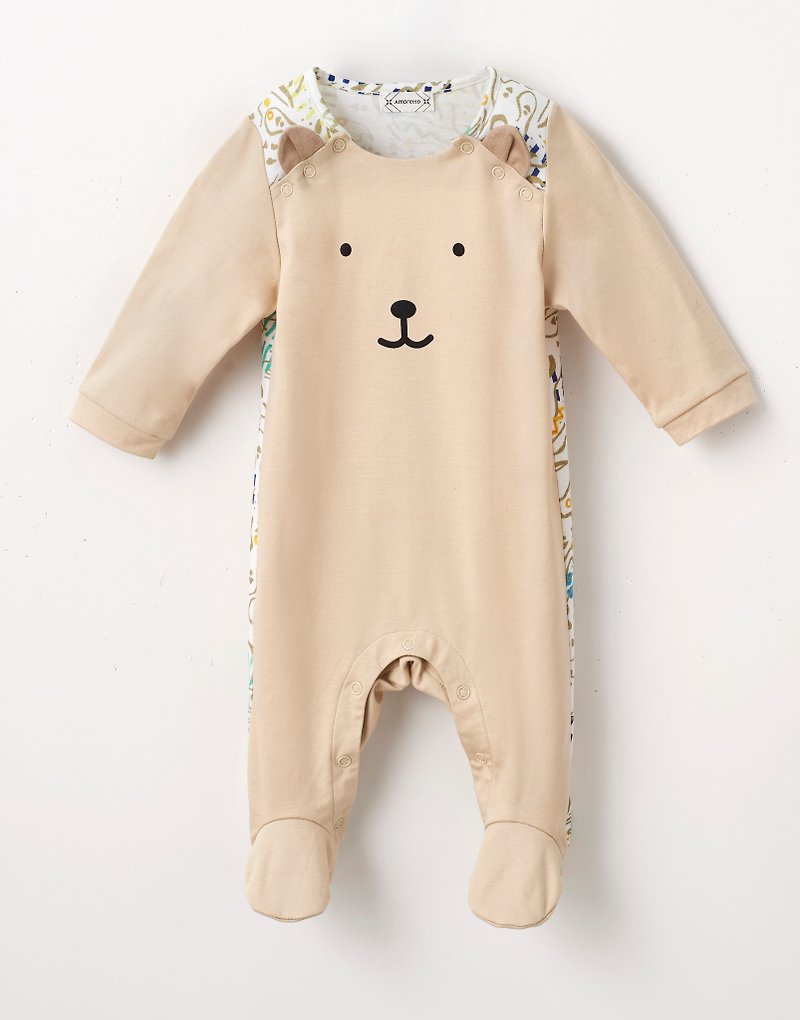 Bear baby jumpsuit - Exquisite Gift Set - อื่นๆ - ผ้าฝ้าย/ผ้าลินิน สีกากี
