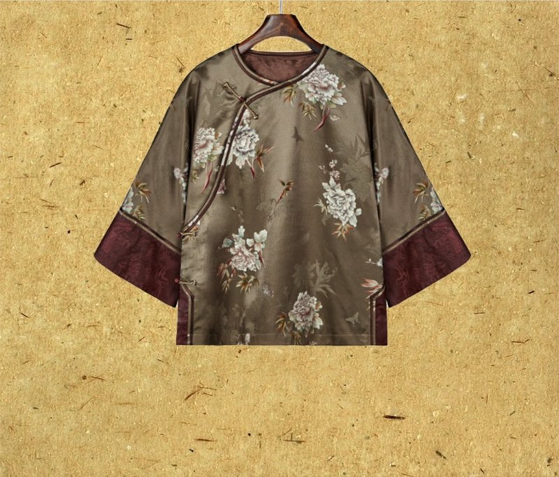 Qingtang New Chinese Retro Silk Button Top - Women's Tops - Silk Gray