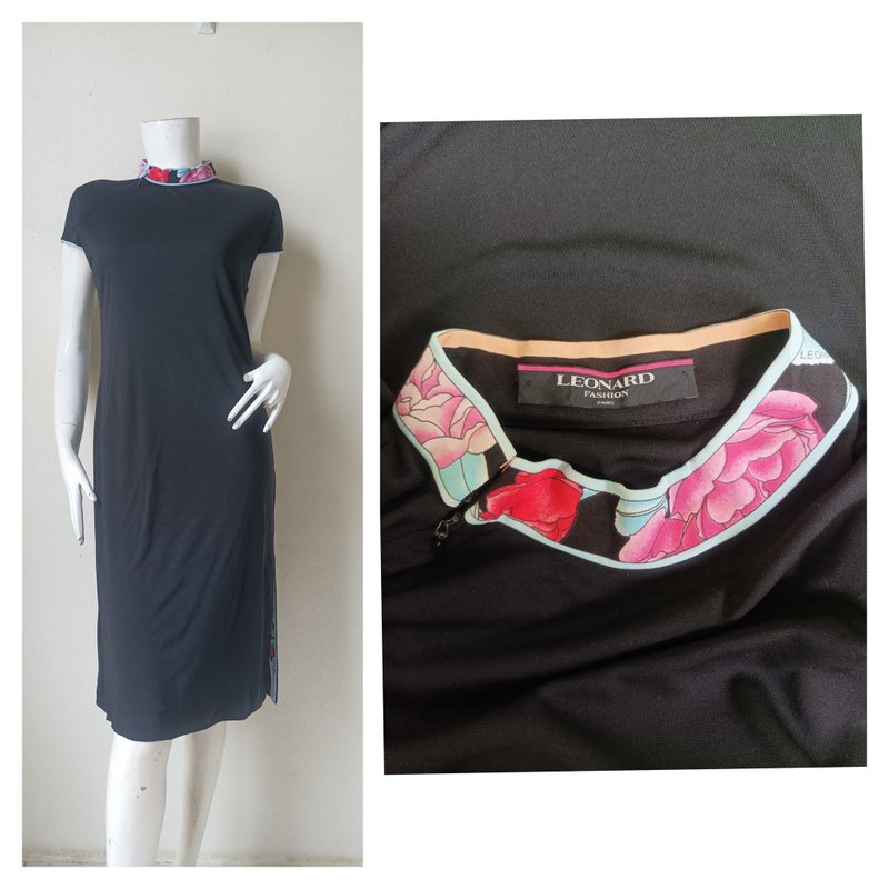 Vintage Leonard Cheongsam Dress Size LL - 洋裝/連身裙 - 聚酯纖維 