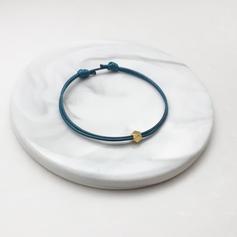 Wax line bracelet three-dimensional polygon plain simple wax rope thin line - Bracelets - Other Materials Blue