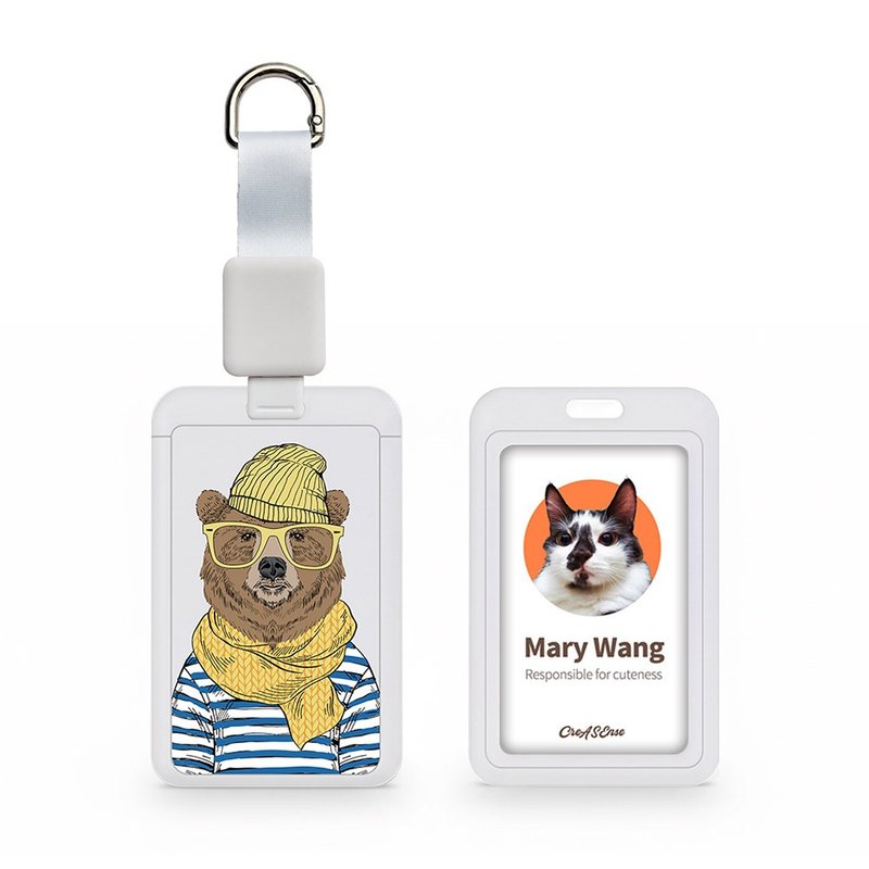 圍巾眼鏡棕熊 動物擬人化系列 滑蓋式證件套(附伸縮卡扣) CSAA02 - 證件套/識別證套 - 塑膠 多色