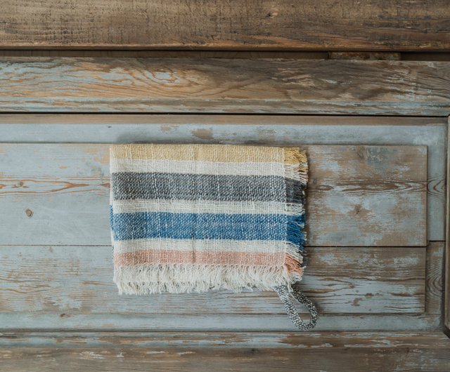 Vegetable-dyed handwoven fabric/multi-color hanging hand towel/keratin towel  - Shop YOUNGA Towels - Pinkoi