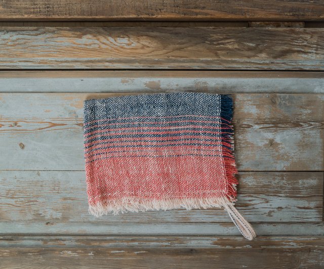 Vegetable-dyed handwoven fabric/multi-color hanging hand towel/keratin towel  - Shop YOUNGA Towels - Pinkoi