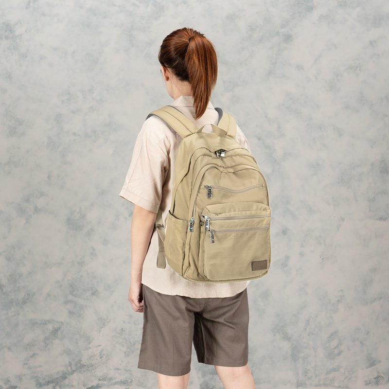 Backpack-Fenglu Double Zipper Waterproof Backpack-6003-22-Multi-color optional - Backpacks - Nylon Khaki