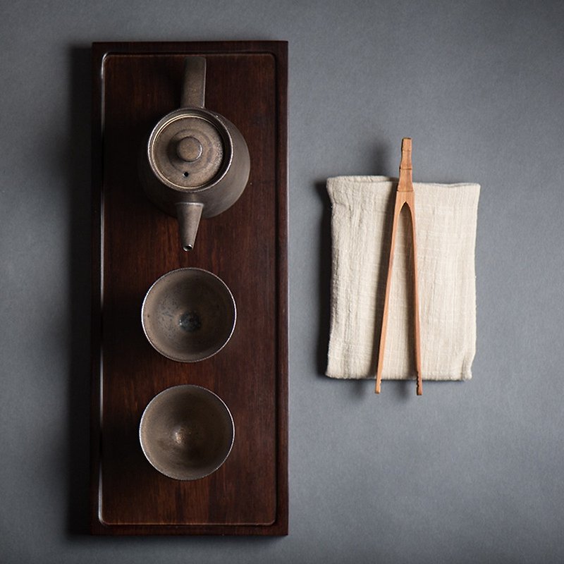 What it says|Japanese style patina hand-held pot set heavy bamboo dry tea tray and wind cup office tea set - ถ้วย - ดินเผา 