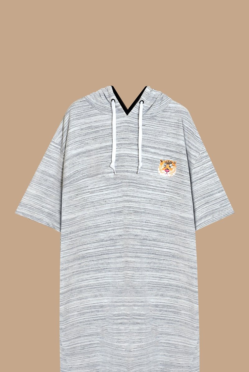 [Last one] Hu Yan Yan - loose linen hat T - Women's T-Shirts - Cotton & Hemp Gray