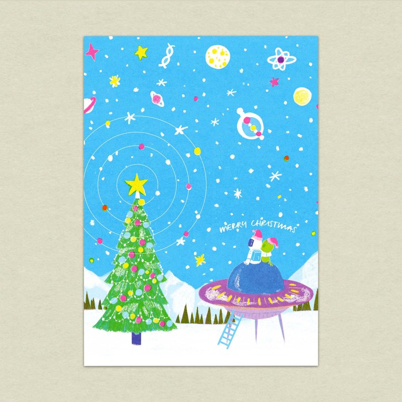 聖誕節/新版外星人/宇宙人/UFO/孔版印刷明信片 - 卡片/明信片 - 紙 多色