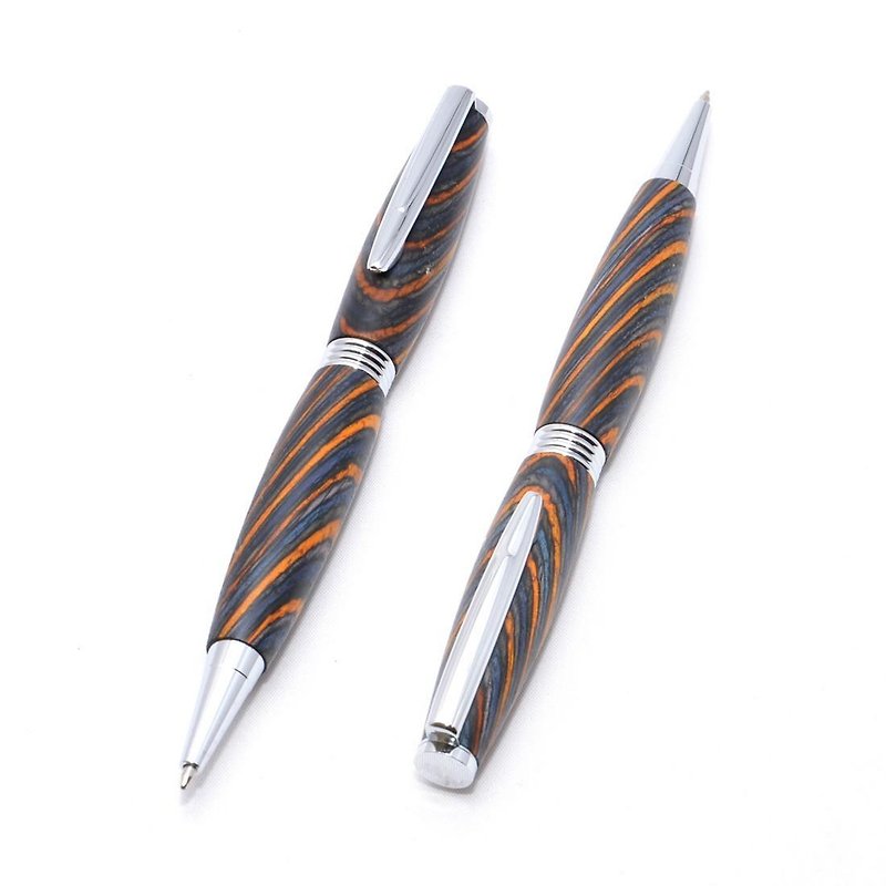 手作りの木製の回転式ボールペン（染めたハードウッドの種類；クロムのメッキ）(TP-C-CGOC) - 筆盒/筆袋 - 木頭 藍色