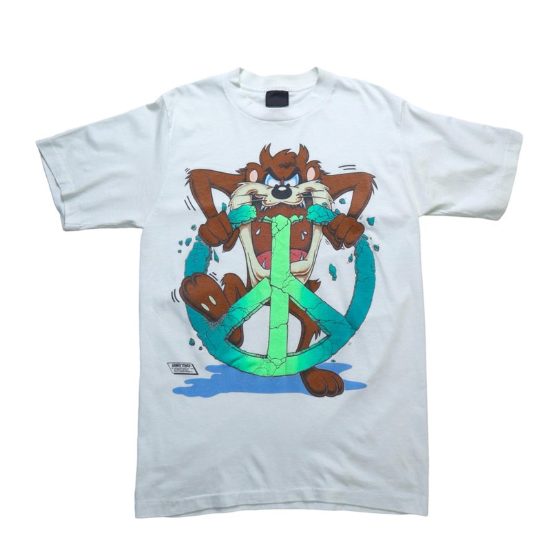 80s Warner Bros. TAZ peace & Love tee - เสื้อยืดผู้ชาย - วัสดุอื่นๆ ขาว