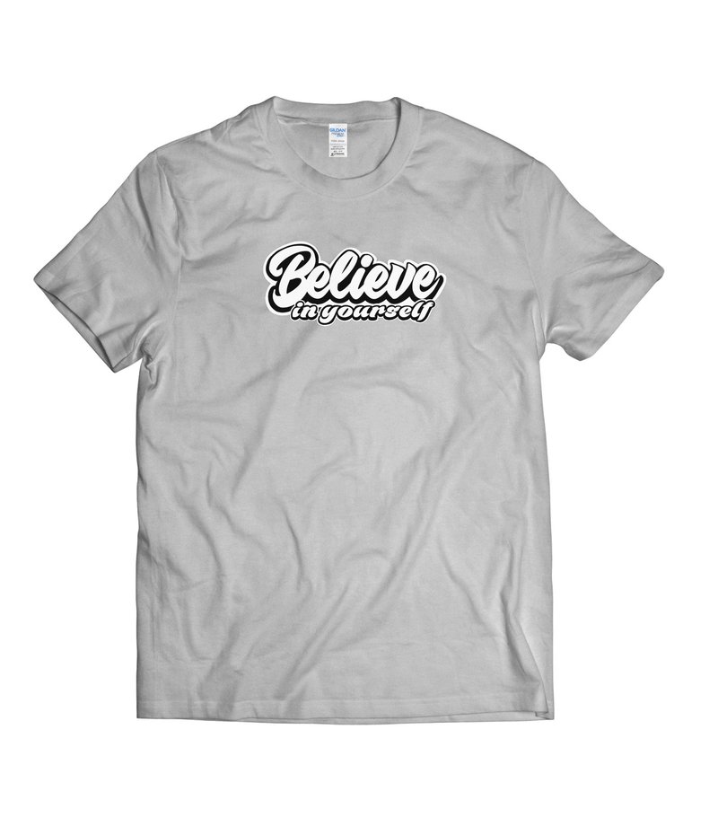 相信自己-T-shirt 白/黑/灰/藏青 - 男 T 恤 - 棉．麻 多色