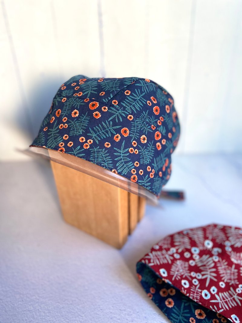 Echinacea double-sided turban cap, surgical cap, medical cap, cooking cap, work cap, made of pure cotton - หมวก - ผ้าฝ้าย/ผ้าลินิน 