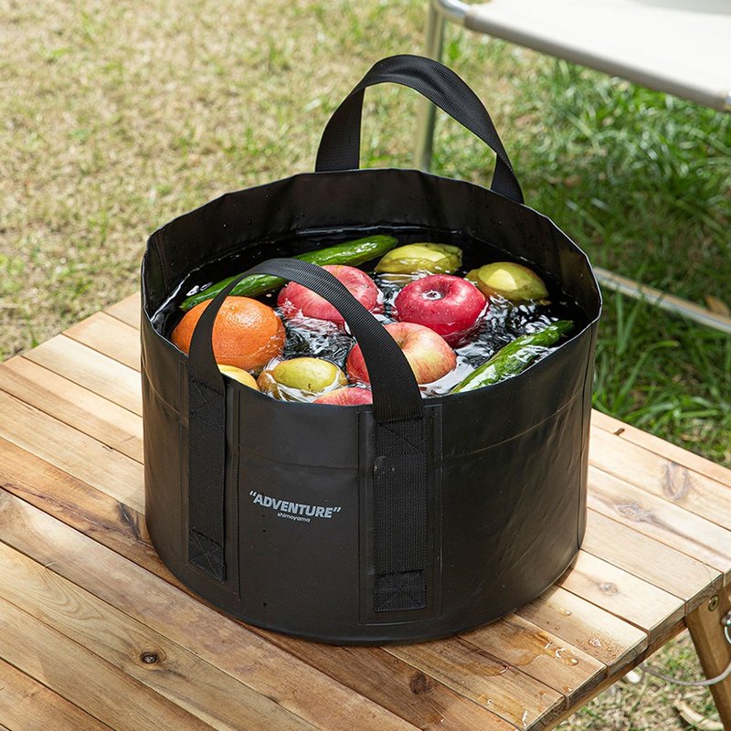 Japan Frost Mountain Industrial Style Outdoor PVC Portable Folding Bucket-18L - ชุดเดินป่า - พลาสติก สีดำ