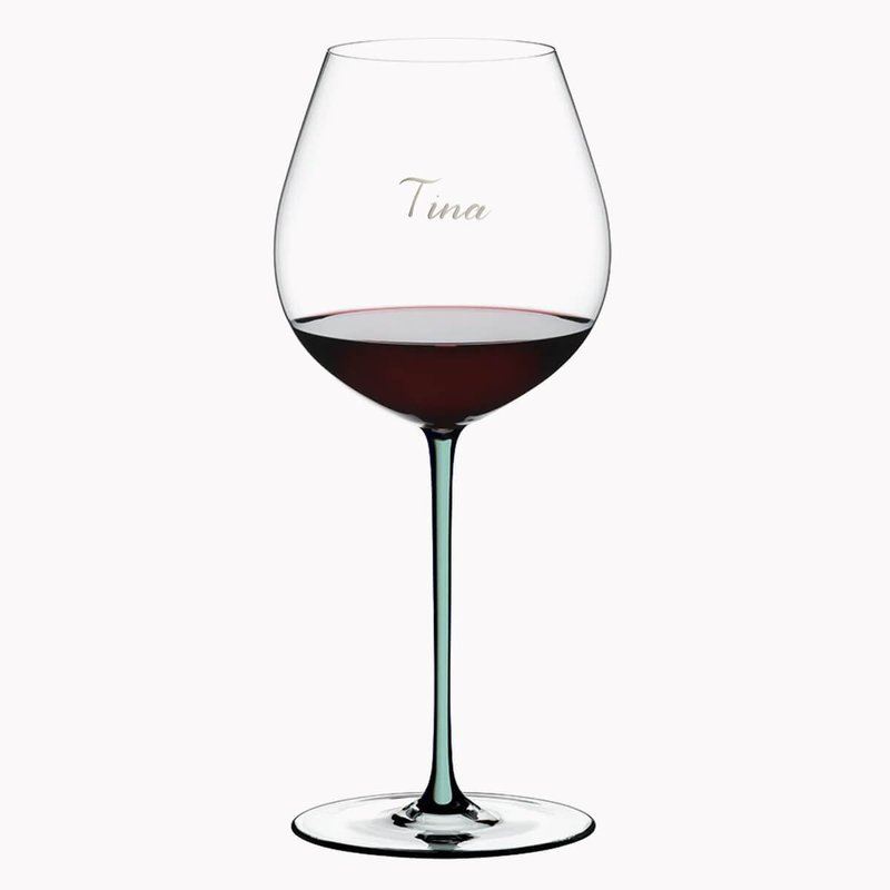 705cc【Riedel刻字】薄荷綠 Fatto A Mano舊世界黑皮諾手工紅酒杯 - 酒杯/酒器 - 玻璃 綠色