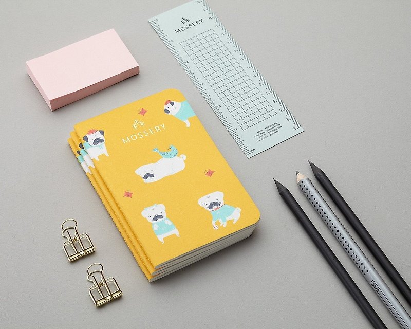 Pugs Mustard Pocket Notebook - สมุดบันทึก/สมุดปฏิทิน - กระดาษ สีส้ม