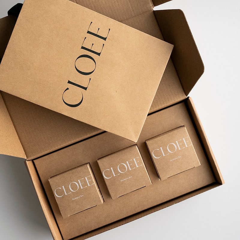 Customized lettering [CLOEE shampoo cake] 60g three-piece hardcover gift box set with gift bag - Shampoos - Concentrate & Extracts Khaki