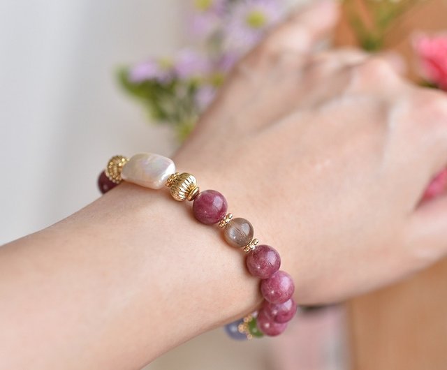 8.2㎜ ブラックパープルキャッツアイトルマリン ブレスレット